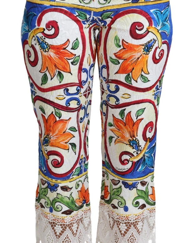 Multicolor Majolica Print Trouser  Cotton Pants