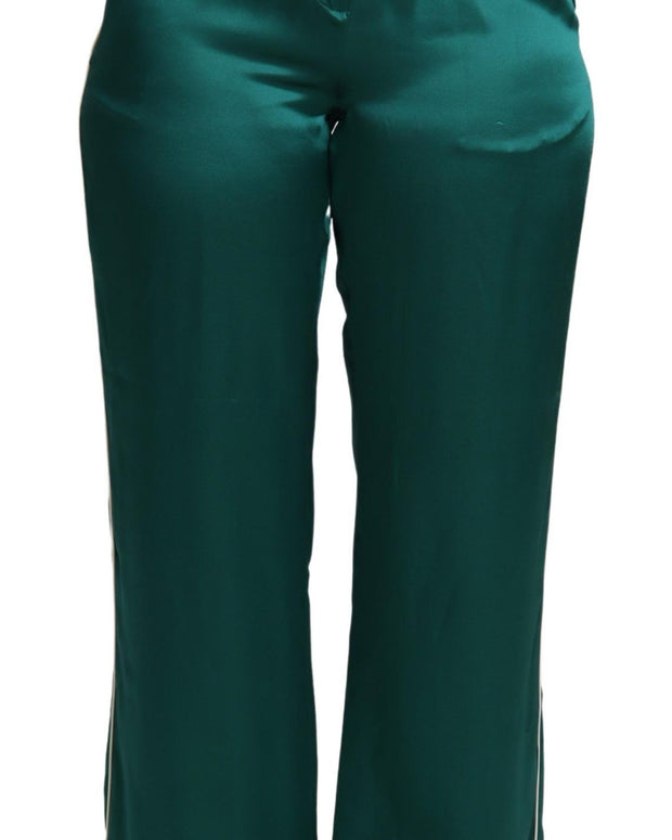Green High Waist Pajama Trouser Silk Pant