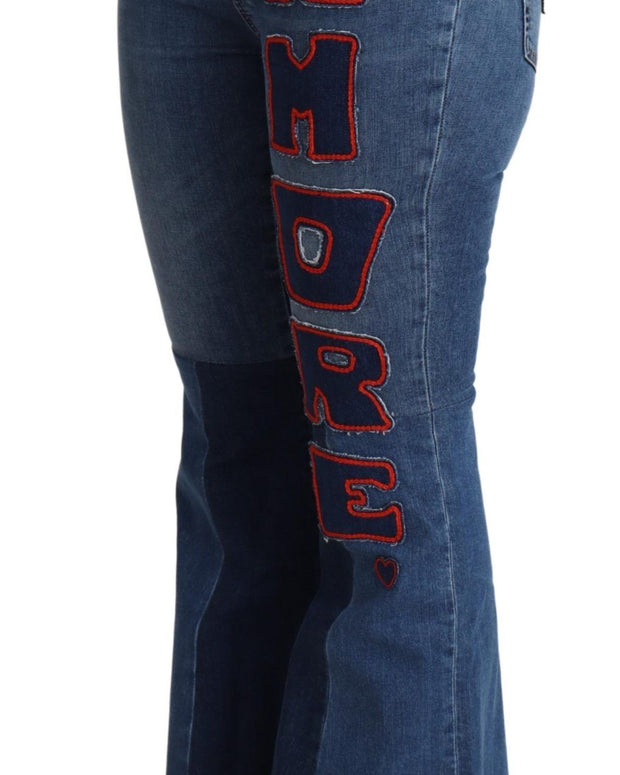 Blue Amore Patch Boot Cut Cotton Stretch Pant