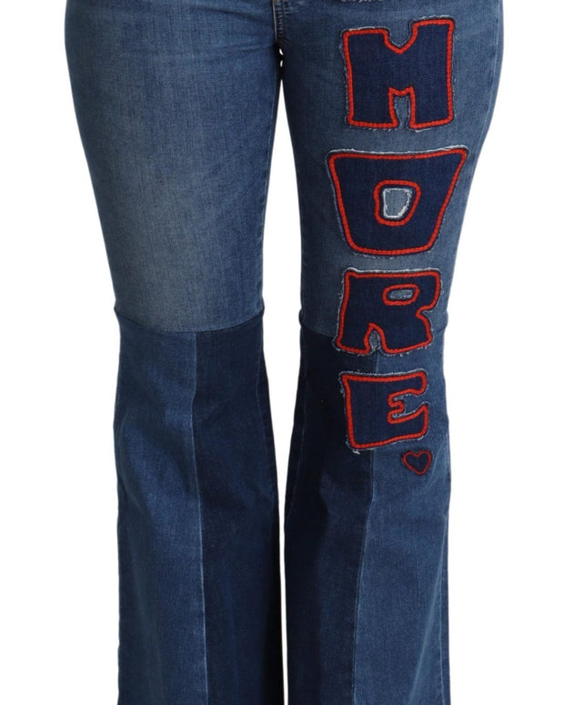 Blue Amore Patch Boot Cut Cotton Stretch Pant