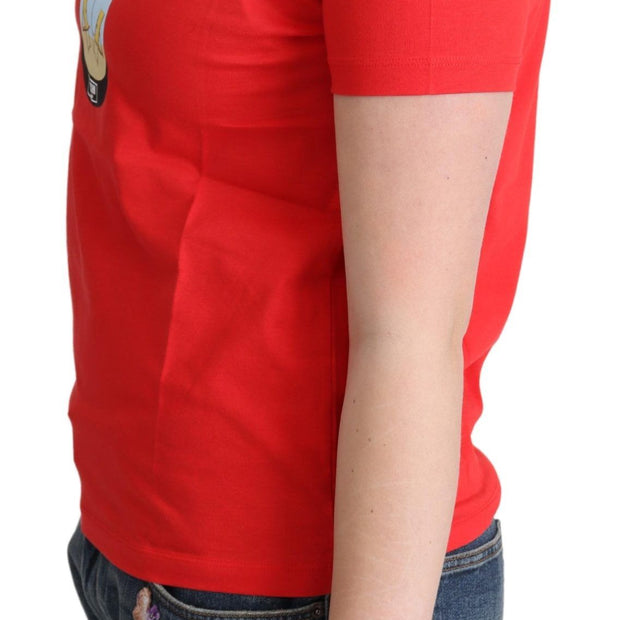 Chic Red Cotton Tee with Signature Print