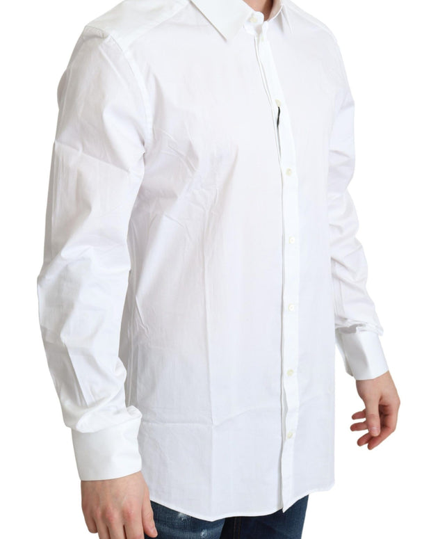 White Cotton Stretch Men Dress Formal Shirt