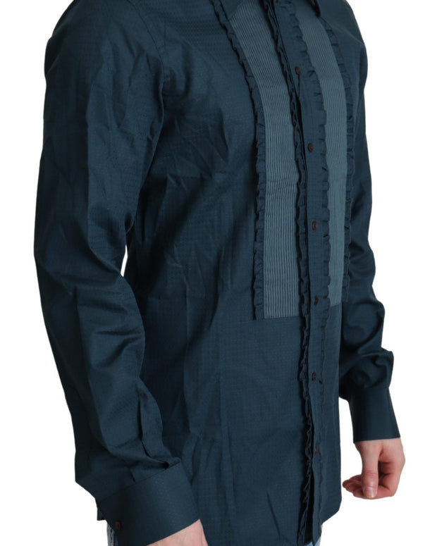 Blue Placket Cotton Dress Formal Shirt