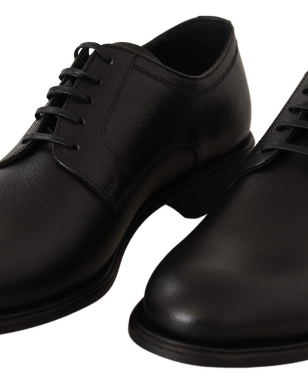 Black Leather Lace Up Mens Formal Derby Shoes