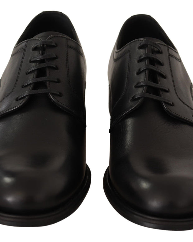 Black Leather Lace Up Mens Formal Derby Shoes