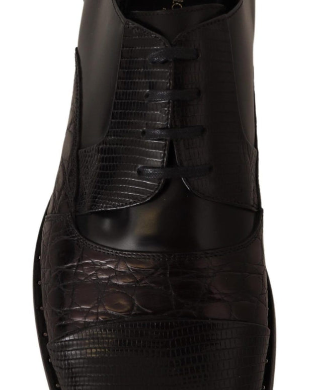 Black Leather Exotic Skins Formal Shoes