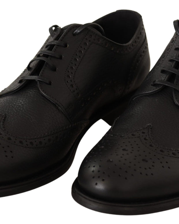Black Leather Oxford Wingtip Formal Dress Shoes