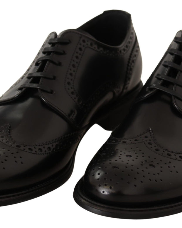 Black Leather Oxford Wingtip Formal Shoes