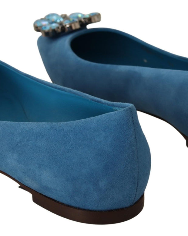 Blue Suede Crystals Loafers Flats Shoes