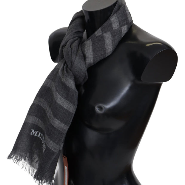 Elegant Unisex Wool Scarf with Logo Embroidery