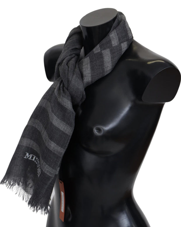 Elegant Unisex Wool Scarf with Logo Embroidery