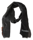 Elegant Black Wool Scarf with Fringes