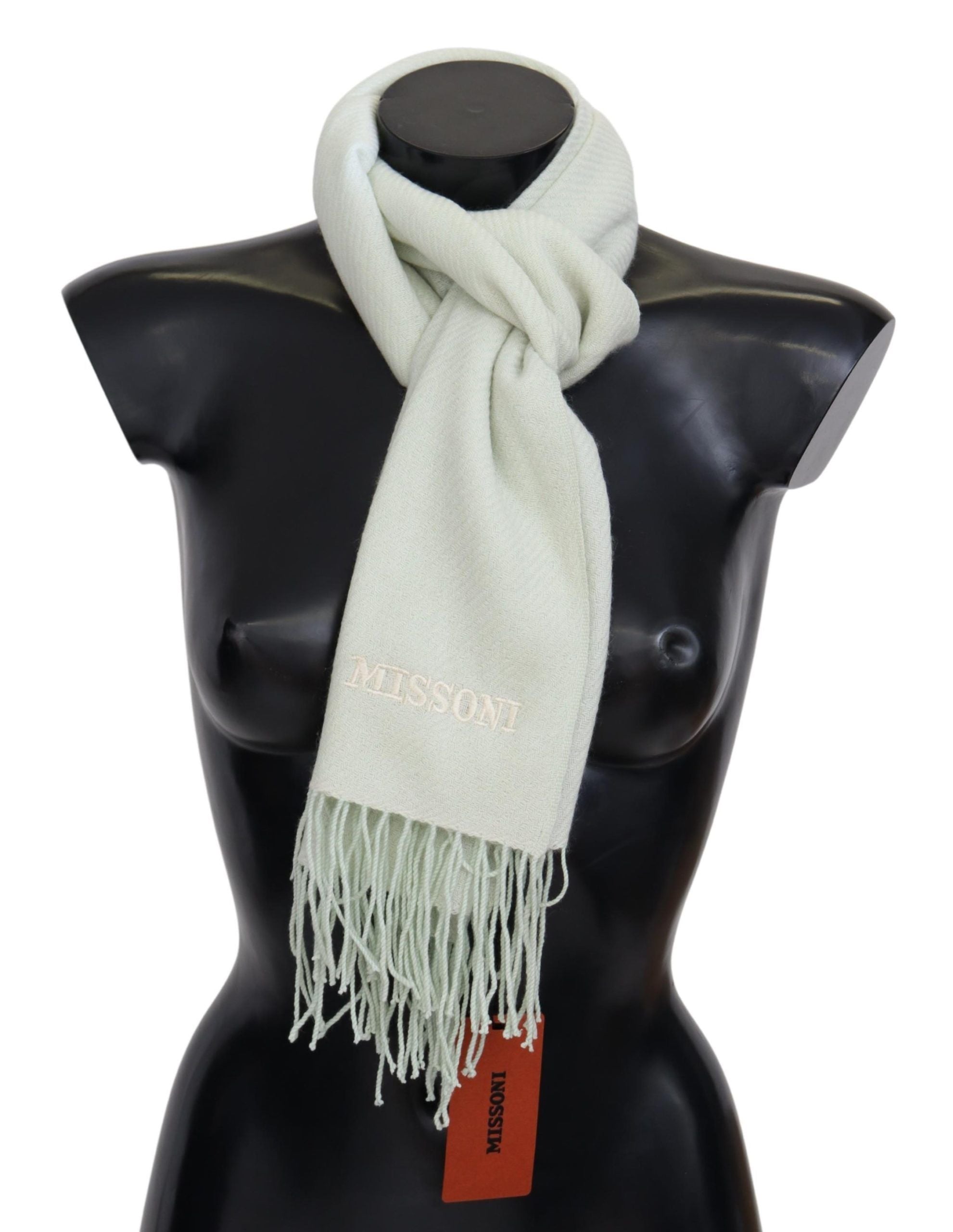 Elegant White Cashmere Scarf