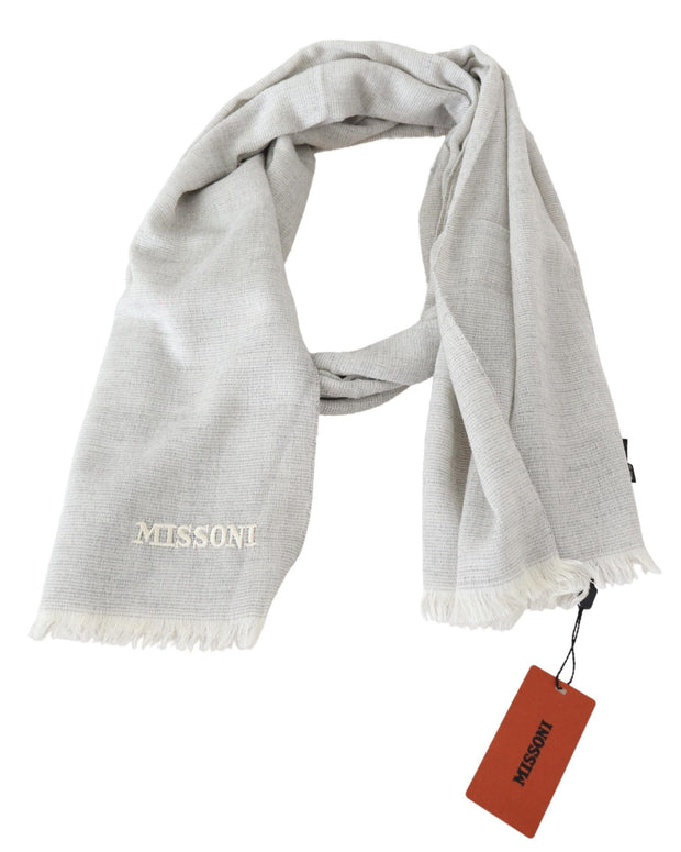 Elegant Wool Scarf with Signature Embroidery