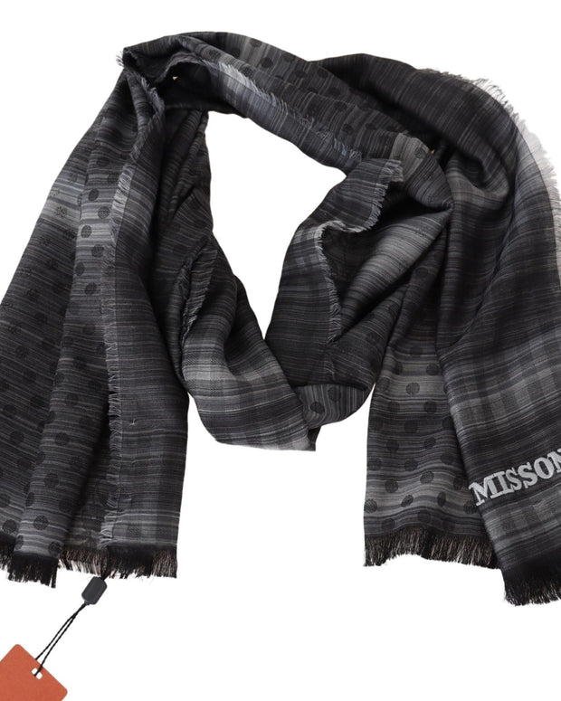 Elegant Wool Silk Polka Dot Scarf