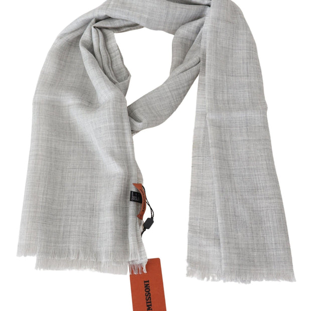 Elegant Beige Wool Silk Unisex Scarf