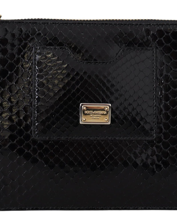 Black Leather Coin Purse Wristlet Mirror Agnese Wallet