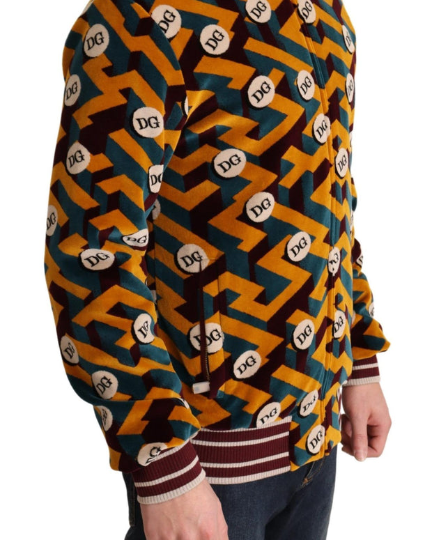 Multicolor Velvet DG Logo Mens Sweater Jacket