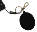 Black Rubber DG Logo Silver Brass Metal Keychain