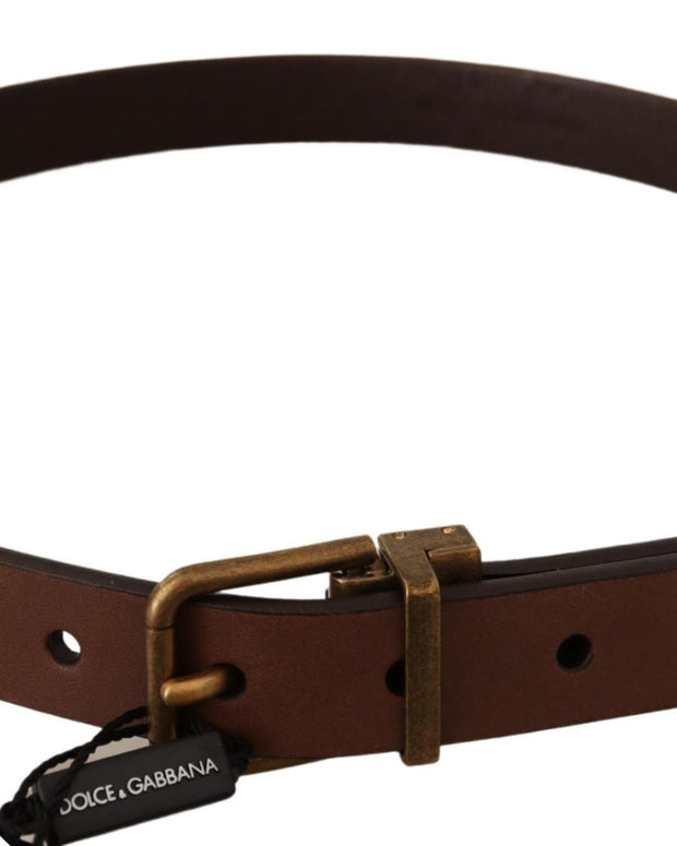 Brown Leather Rustic Buckle Cintura Belt
