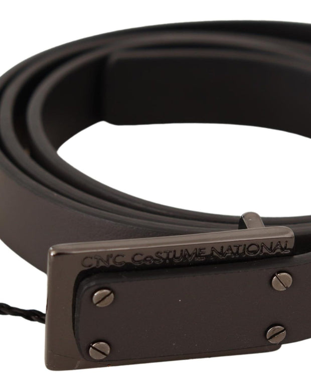 Elegant Leather Belt with Metal Buckle