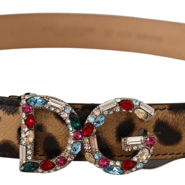 Elegant Crystal-Embellished Leopard Belt