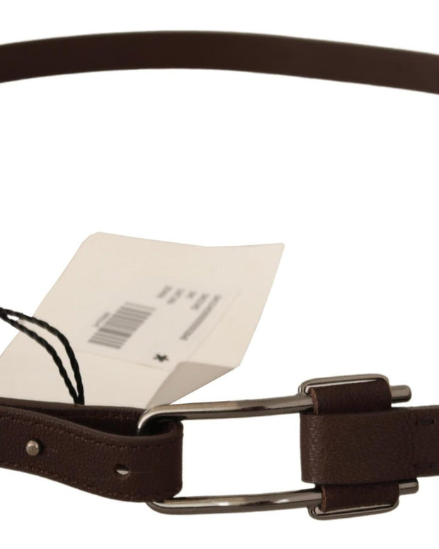 Elegant Brown Fashion Belt with Silver-Tone Buckle