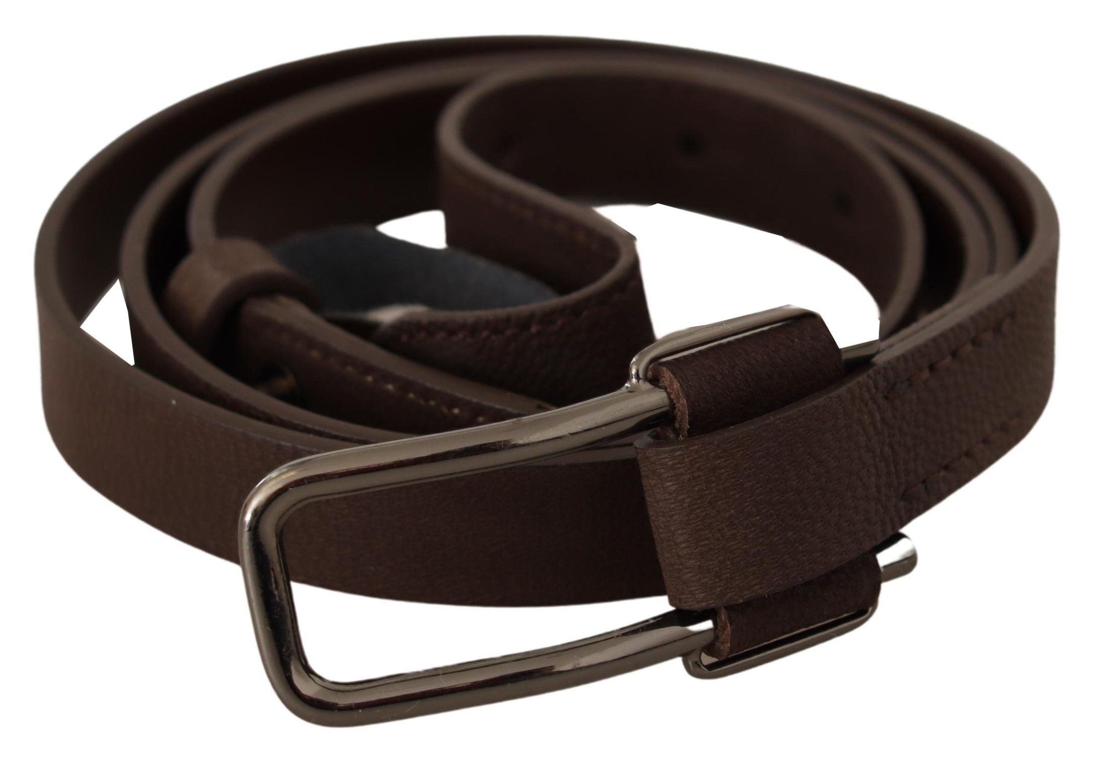 Elegant Brown Fashion Belt with Silver-Tone Buckle