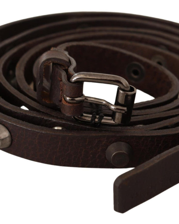 Chic Brown Leather Fashion Belt with Silver Buckle