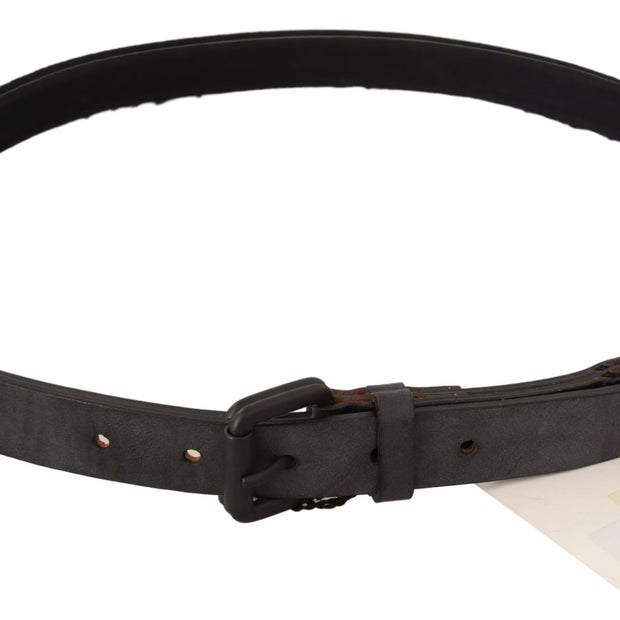 Classic Black Leather Belt with Buckle Fastening