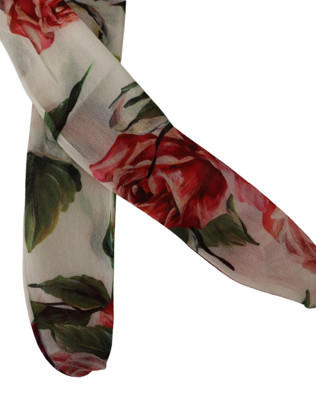 White Floral Print Stockings Nylon Tights