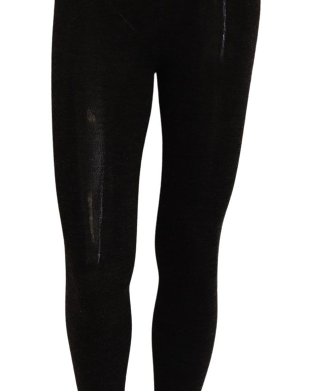 Black Wool Stretch Tights Stocking Socks
