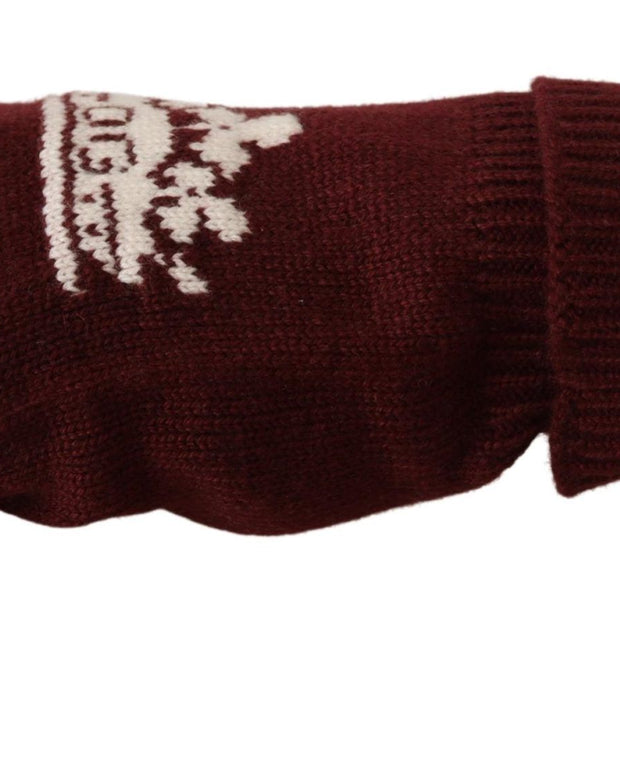 Red White D&G Logo Crown Cashmere Gloves