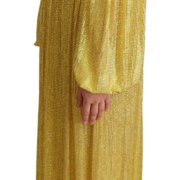 Crystal Embellished Pleated Maxi Dress