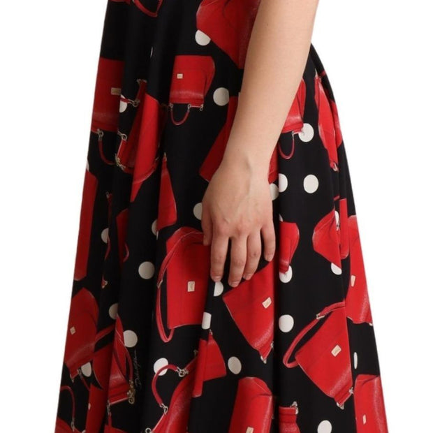 Sicilian Bag Print Sleeveless Midi Dress