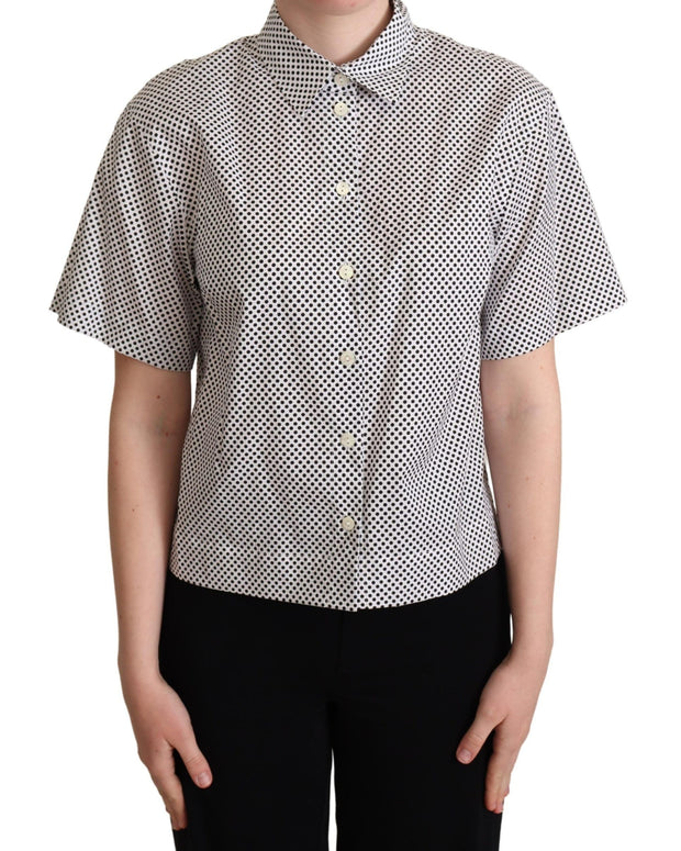 Black Polka Dot Collared Shirt White