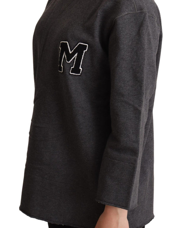 Gray Embroidered Women Pullover Sweater