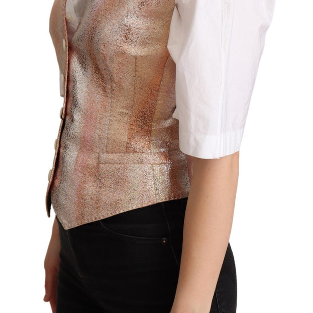 Elegant Pink Metallic Sheen Waistcoat