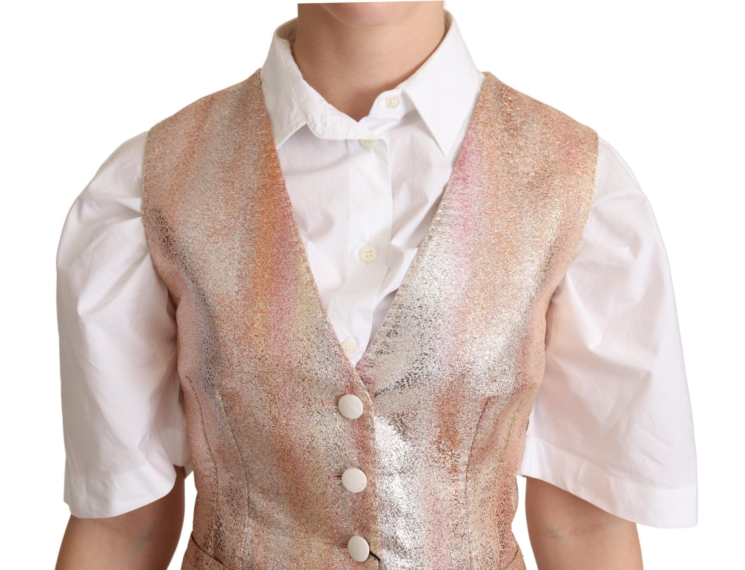 Elegant Pink Metallic Sheen Waistcoat