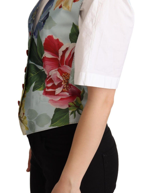 Mint Green Floral Silk Waistcoat Vest