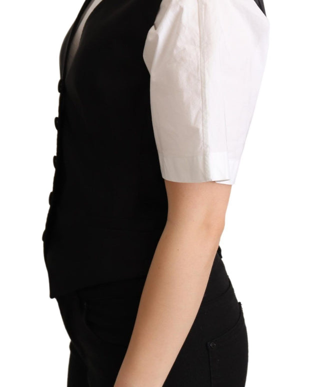 Black Silk Sleeveless Waistcoat Vest
