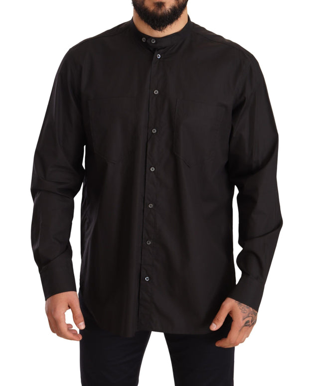 Black 100% Cotton Formal Dress Top Shirt