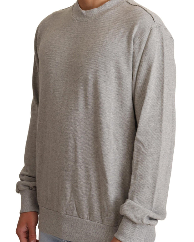 Gray Cotton Crewneck Pullover Sweater