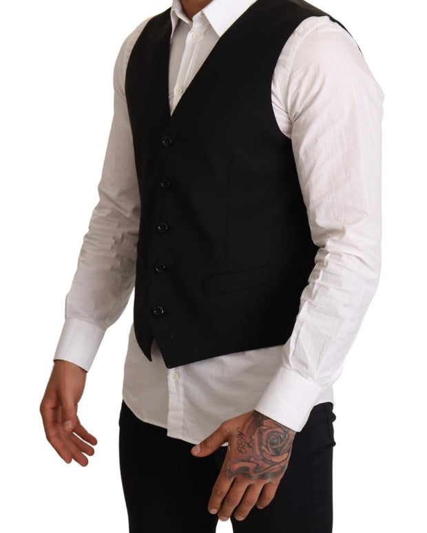 Black Wool Formal Waistcoat Dress