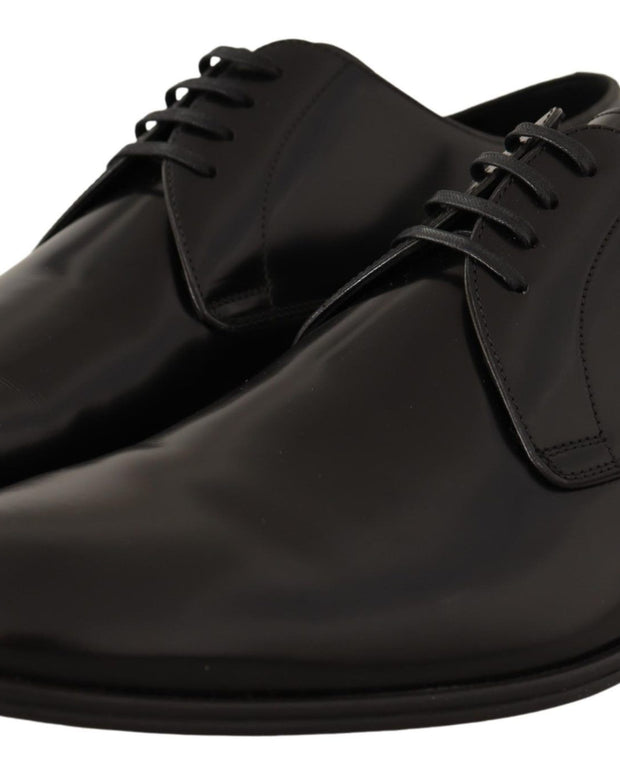 Black Leather Lace Up Men Dress Derby Shoes