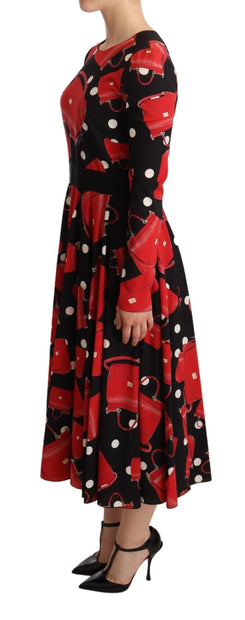 Elegant Sicily Print Flared Midi Dress