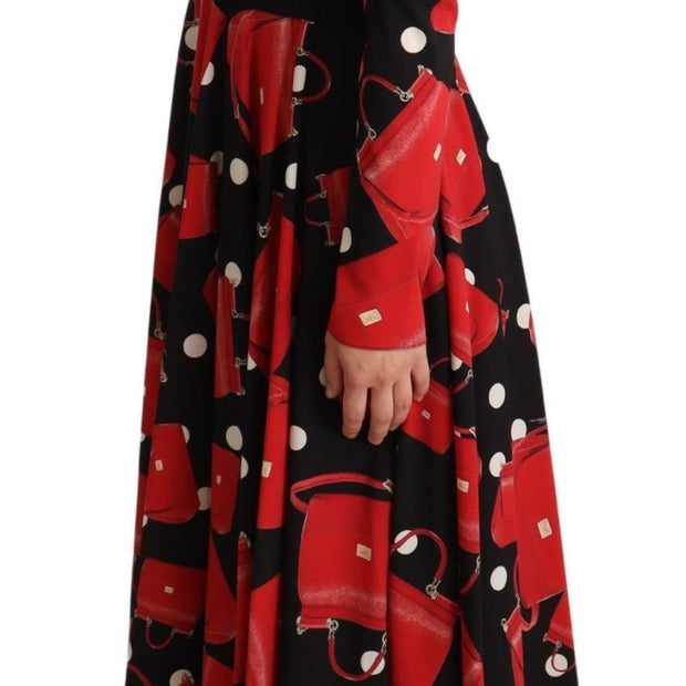 Elegant Sicily Print Flared Midi Dress