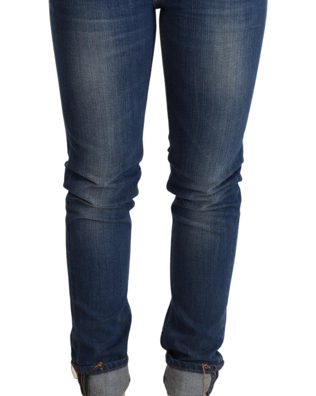 Blue Washed Low Waist Skinny Denim Jeans Pant