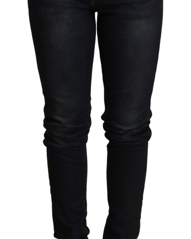 Blue Washed Low Waist Skinny Denim Trouser