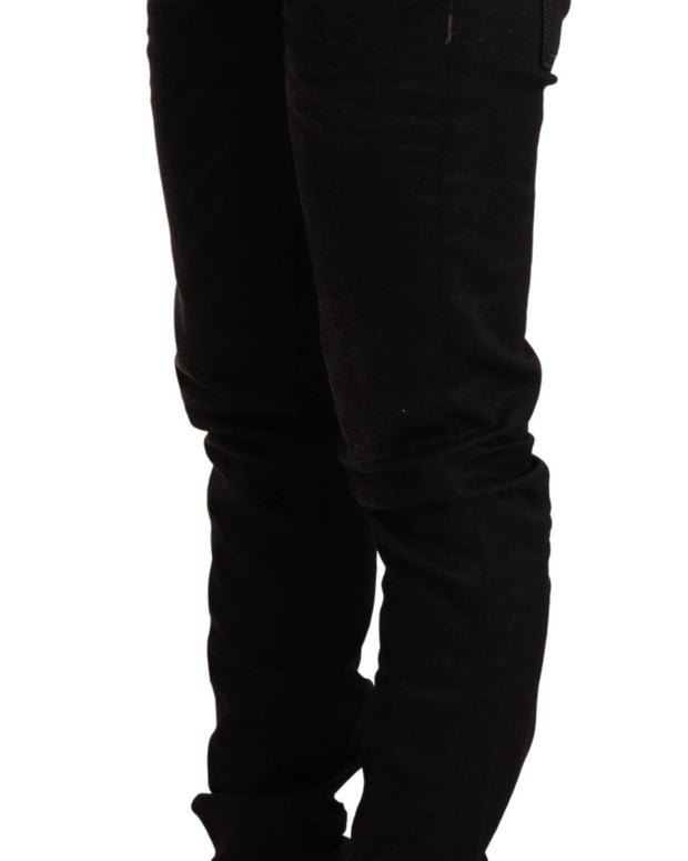 Black Low Waist Skinny Denim Cotton Trouser